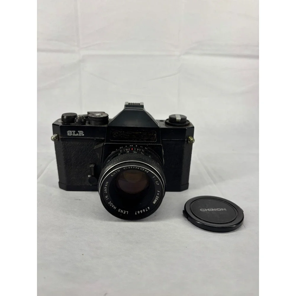 Chinon Auto SLR 35mm Film Camera 55mm f/1.7 Prime Lens Black Vintage Japan
